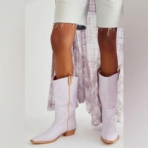 Free People! We The Free Montage Leather Tall Boots In Orchard Pale Purple NWOT! - Picture 8 of 9